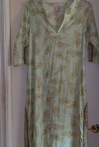 Vintage Lilly Pulitzer peacock print embellished maxi dress. Made in India.